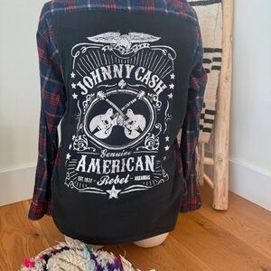 Plaid Button Down Shirt with Graphic Back